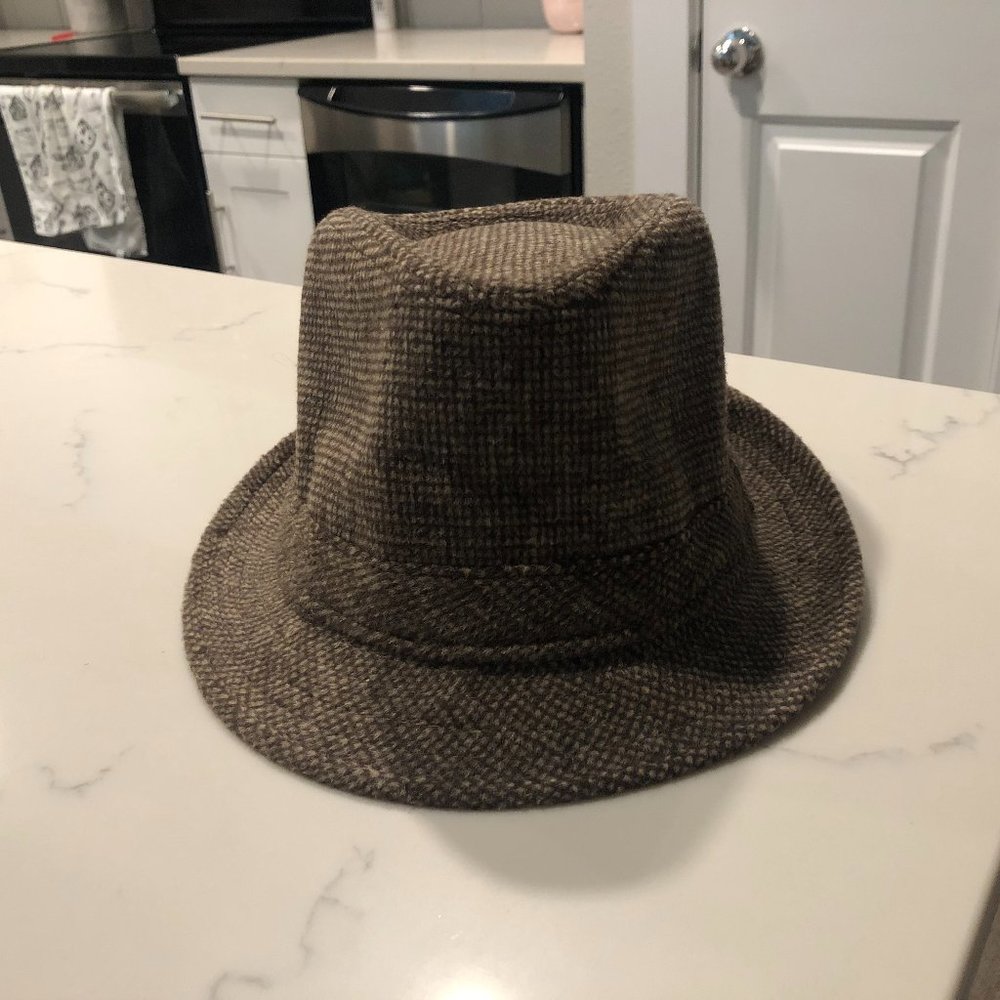 Shasa Fedora Style Hat, One Size, Brown Tweed